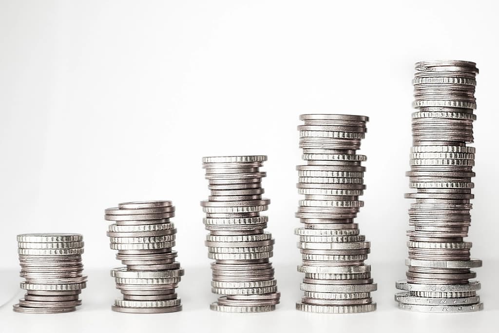 A close-up of coins representing money management